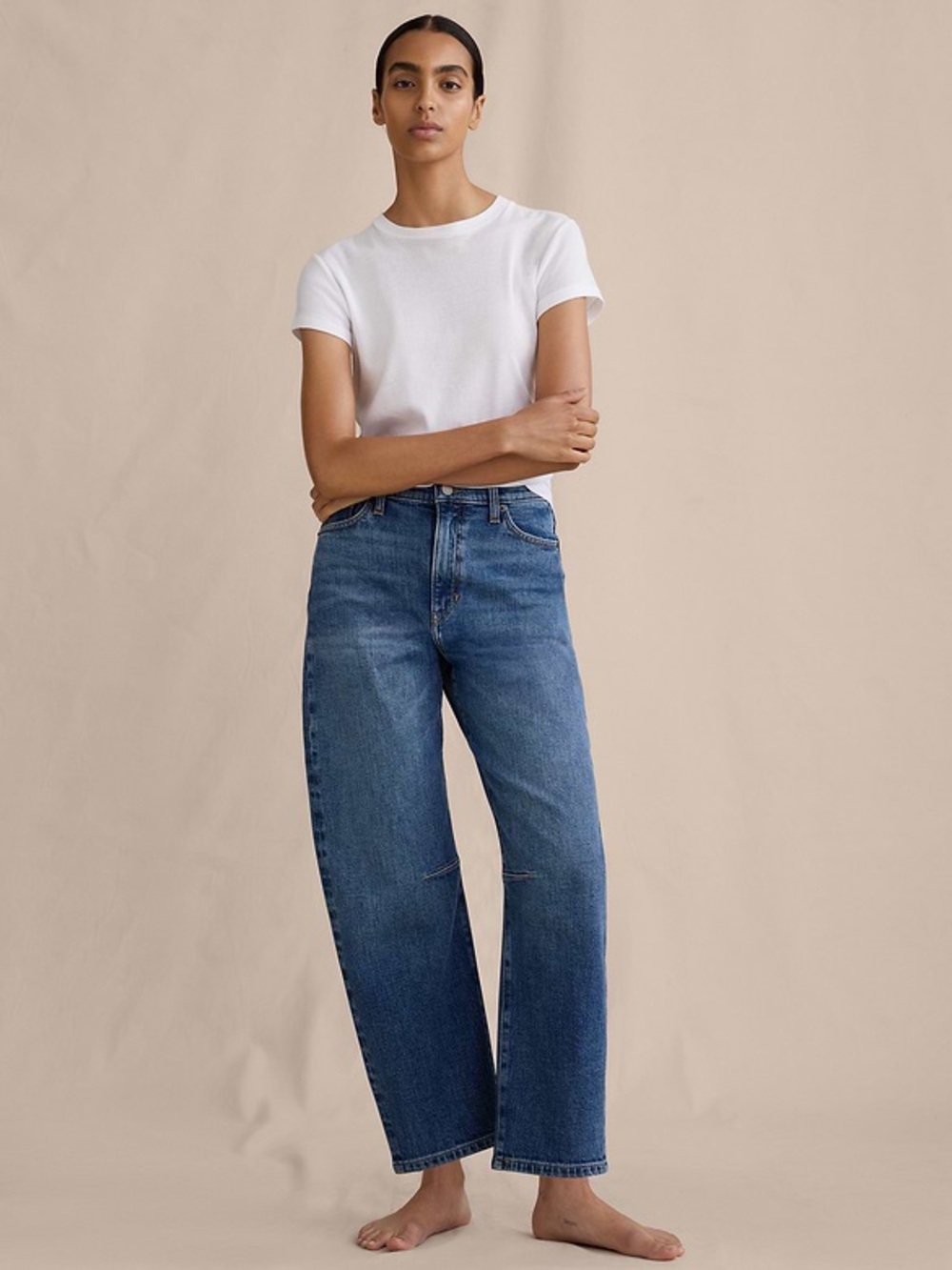 Banana Republic Women 28/6 Blue Denim Mid-Rise Barrel Jean